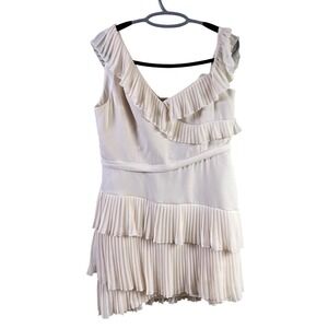 BCBG Max Azria Jordan Gardenia One Shoulder Ruffled Evening Mini Dress NWT READ